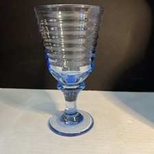 Set of 8 Vintage Light Blue Ribbed Wine Goblets — listing 2
