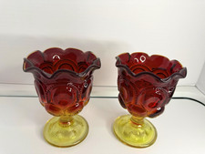 Uranium Glass Footed Compote with Ruffled Rim and Etched Floral Design, listing 5