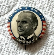 1896 William McKinley Presidential Campaign Pinback Button Stars & Stripes Portrait — listing 4