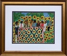 Framed Sepia-Toned Sunflower Print with Distressed Textured Border Mat — listing 6