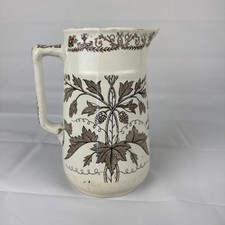 Antique Brown Transferware Milk Jug with Punch and Judy / Figural Portrait Motif — listing 3