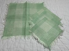 Handmade Fringed Linen Napkin with Appliqué & Embroidered Running Girl Figure — listing 4