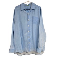 Tommy Bahama Relax Women's Linen Button-Up Shirt Size Large Taupe Roll-Tab Sleeves — listing 3