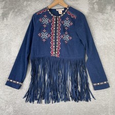 Boho Faux Suede Fringe Bell-Sleeve Off-Shoulder Crop Top — listing 5