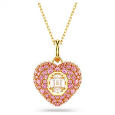 Silver-Tone Puffed Filigree Heart Pendant with Swarovski Crystal Accents, 1-1/2" Wide — listing 4