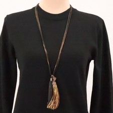 Bohemian Silvertone Long Tassel Pendant Necklace, 36" Chain — listing 5