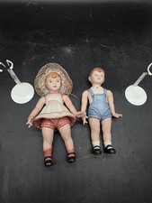 Bisque Porcelain Boy and Girl Figurine with Lollipop on Grassy Base with Mushrooms — listing 6