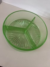 Green Uranium Depression Glass Elongated Relish/Celery Dish, 8" x 3" — listing 4