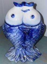 Vintage Chinese Blue and White Porcelain Koi Fish Bowl, Hand-Painted Carp Motif — listing 4