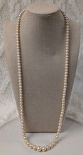 Graduated Faux Pearl Strand Necklace with Gold-Tone Box Clasp