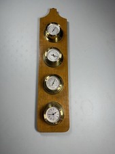 Vintage Springfield Nautical Weather Station - Thermometer, Barometer & Humidity on Wood Plaque — listing 6