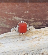 Vintage Carnelian Cabochon Adjustable Cocktail Ring