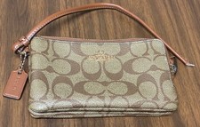 Coach Large Double Zip Wristlet Wallet in Teal Pebbled Leather