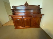 Victorian Mahogany Chiffonier / Two-Door Sideboard with Carved Scroll Back