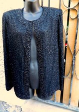 Vintage Laurence Kazar Silk Beaded Sequin Evening Jacket, Size M