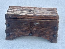 Rustic Wood and Wrought Iron Curved-Lid Trinket / Jewelry Box with Scrollwork Hardware — listing 4