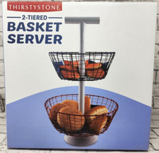 3-Tier Galvanized Metal Woven Basket Storage Stand with Wrought Iron Frame — listing 3
