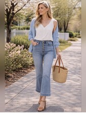 CAbi Palm Beach Crop Button-Fly Jeans Size 8 — listing 5