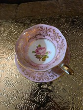 Royal Standard Bone China Teacup and Saucer, Green with Floral Bouquet