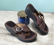 Born Handcrafted Teal Leather Cork Wedge Sandals, Size 8/38 — listing 4