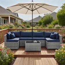 Outdoor Patio Furniture Set — Rocking Chair, Loveseat & Glass Coffee Table (Sling Mesh, Black Frame) — listing 2
