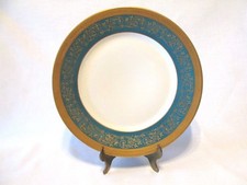 Antique Limoges Green & Gold Encrusted Salad Plates Set of 4 — listing 5