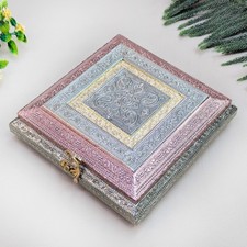 Indian Repoussé Metal-Clad Wall Mirror with Scalloped Arch Crest and Peacock Motif — listing 5