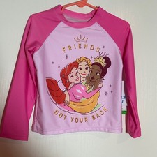 Disney Princess Girls' Long-Sleeve Cropped Rash Guard Swim Top