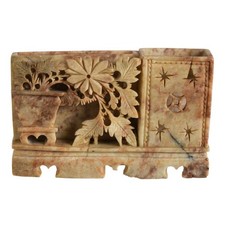 Chinese Carved Soapstone Brush Washer with Floral and Ruyi Motif — listing 3