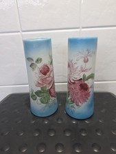 Antique Victorian Green Milk Glass Floral Salt or Pepper Shaker with Embossed Blossoms
