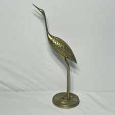 Vintage Mid-Century Brass Crane / Heron Bird Figurine on Domed Base — listing 3