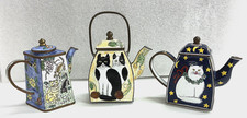 Kelvin Chen Hand-Painted Enamel Miniature Teapot, "Cats" Pattern No.1987 — listing 4