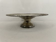 Silverplate Footed Cake Stand with Glass Dome Cover, Grape & Leaf Motif — listing 2