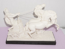 Vintage Italian Alabaster Resin Roman Charioteer with Two Horses Figurine — listing 6