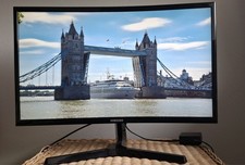Samsung 24 Inch Curved LED Monitor, Black (likely C24F390 series), with Stand and Power Adapter