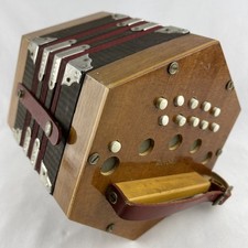 Antique Hexagonal 20-Button Anglo Concertina with Fretwork Ends