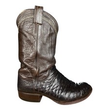 M.L. Leddy's Handmade Full Quill Ostrich Cowboy Boots, Brown, Men's Size 9.5 — listing 2
