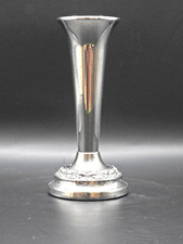 Vintage Silverplate Footed Bud Vase with Ruffled Clear Glass Insert — listing 6