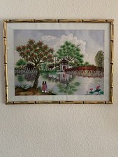 Antique Chinese Silk Kesi Tapestry Panel with Mountain Landscape and Pagoda — listing 6