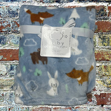 Baby Fox Applique Fleece Blanket, Orange with Sleeping Fox Face
