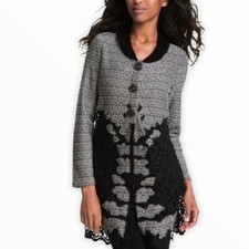 NIC+ZOE Textured Soutache Cornelli Lace Open-Front Cardigan Jacket, Size M — listing 3