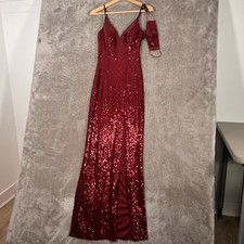 B. Smart Iridescent Sequin V-Neck Prom Gown with Lace-Up Back and Side Slit — listing 3