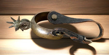 Antique Single Spur with Rowel and Curved Heel Band, Marked 'PfD' — listing 4