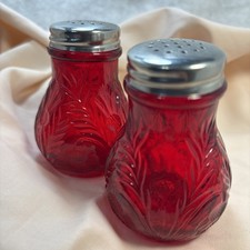 Vintage Ruby Red Depression-Era Glass Creamer with Swirl/Fan Pattern and Applied Handle — listing 5