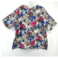 Vintage Tropical Hawaiian Floral Print Button-Up Blouse Brand name is legible — listing 4