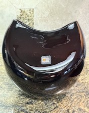 Blenko Handcraft Amethyst Art Glass Vase with Textured Circle Pattern and Green Rim — listing 6