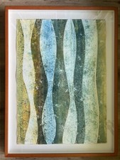 Original Abstract Monotype on Deckle-Edge Paper, Blue Composition — listing 2