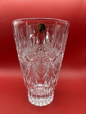 Cut Crystal Bulbous Vase with Wheel-Cut Floral Motif