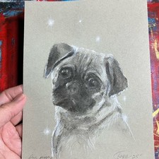 Original Charcoal/Graphite Drawing of a Terrier Dog, Titled "Man's Best Friend", Signed C. Wilson