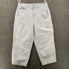 Vintage 1990s Tommy Hilfiger Denim Bib Overall Shorts (Shortalls) with Big Flag Logo — listing 3